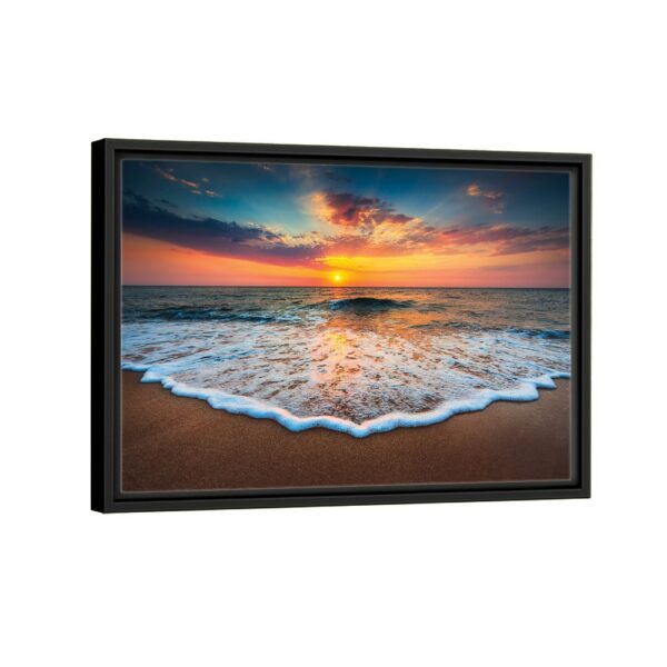 beach sunset framed canvas black frame