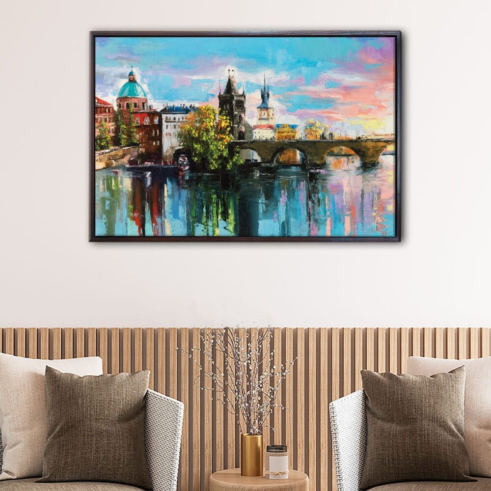 charles bridge giclee floating frame canvas