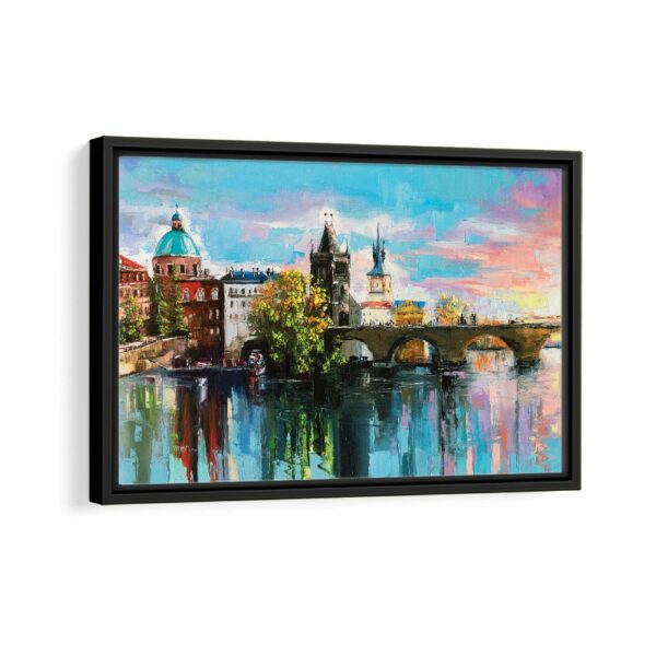 charles bridge giclee framed canvas black frame