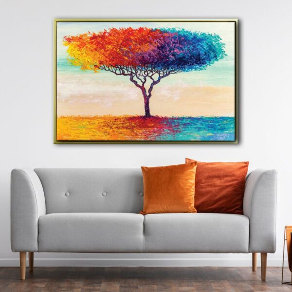 colorful tree giclee floating frame canvas