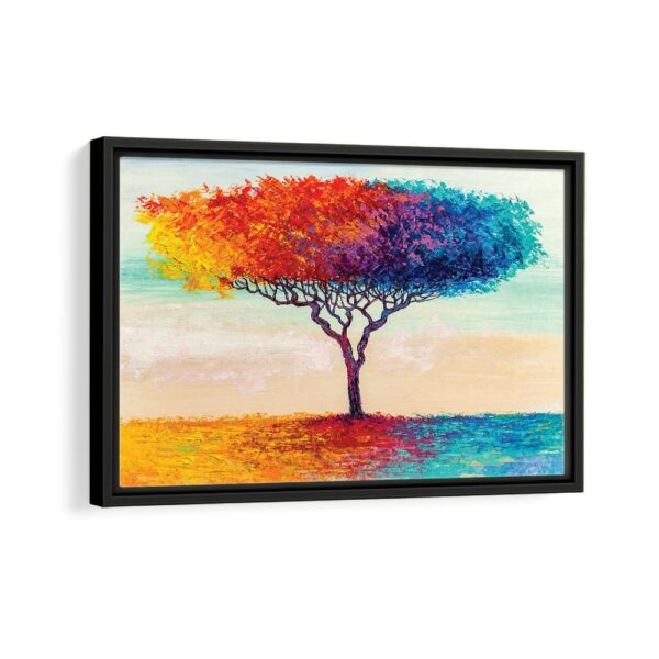 colorful tree giclee framed canvas black frame