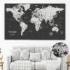 dark grey push pin world map