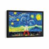 eiffel tower van gogh style framed canvas black frame