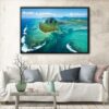 island aerial view floating frame canvas