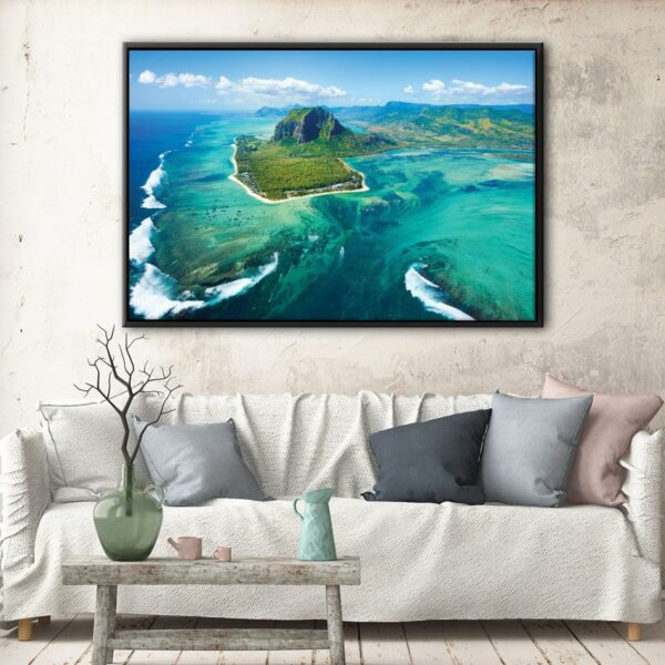 island aerial view floating frame canvas