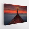 lighthouse at night stretched canvas