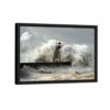 lighthouse fighting storm framed canvas black frame