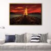 tableau phare rouge avec cadre flottant