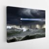 lighthouse in storm stretched canvas