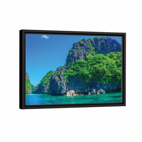 mountain and ocean framed canvas black frame