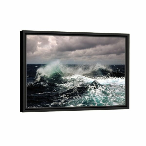 ocean storm framed canvas black frame
