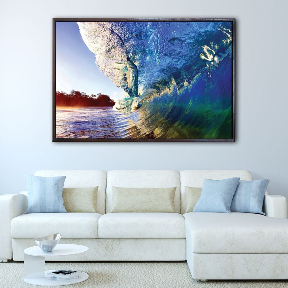 ocean wave floating frame canvas