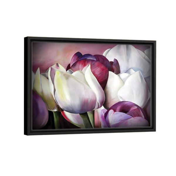 oil flowers framed canvas black frame