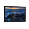 rocky beach sunrise framed canvas black frame