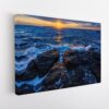 rocky beach sunrise stretched canvas