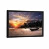 seychelles beach susnet framed canvas black frame