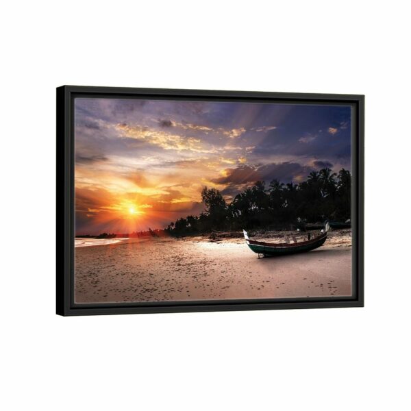 seychelles beach susnet framed canvas black frame