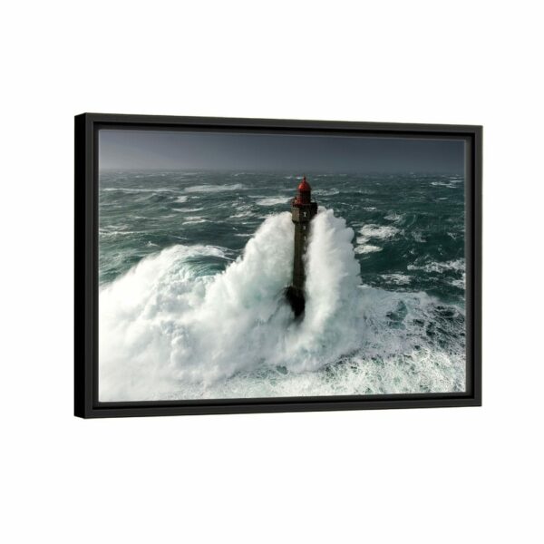 submerged lighthouse framed canvas black frame