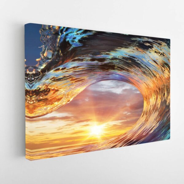 sun in wave stretched canvas