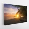 sunset behind palm stretched canvas