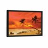 warm beach sunset framed canvas black frame