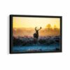 wild deer framed canvas black frame