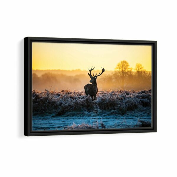 wild deer framed canvas black frame