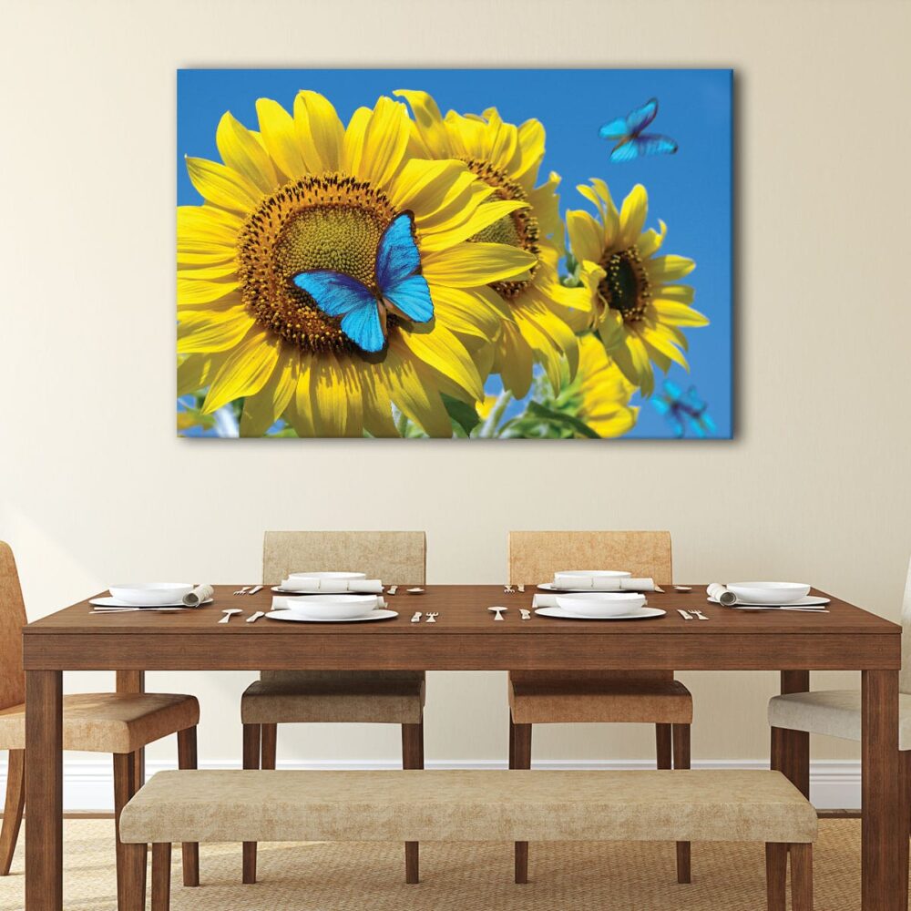 1 panels butterfly on sunflower canvas art