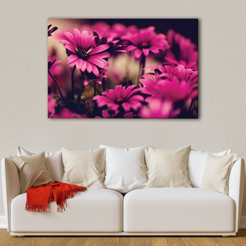 1 panels deep pink flowers canvas art