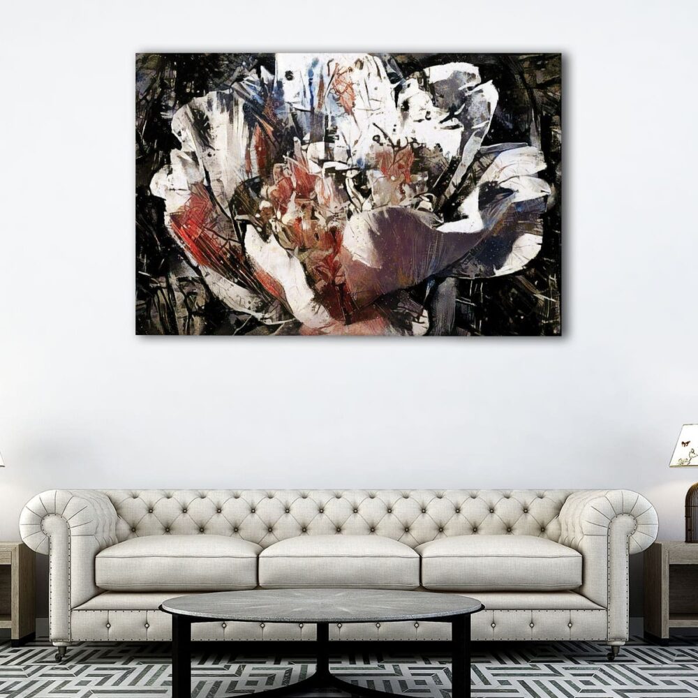 1 panels peony abstract canvas art