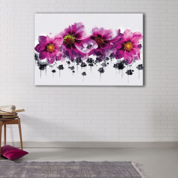 1 panels pink watercolor flowers canvas art