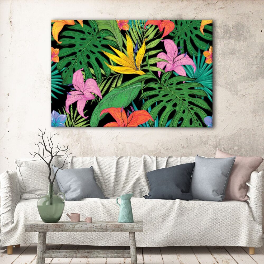 1 panels tropical leaves canvas art