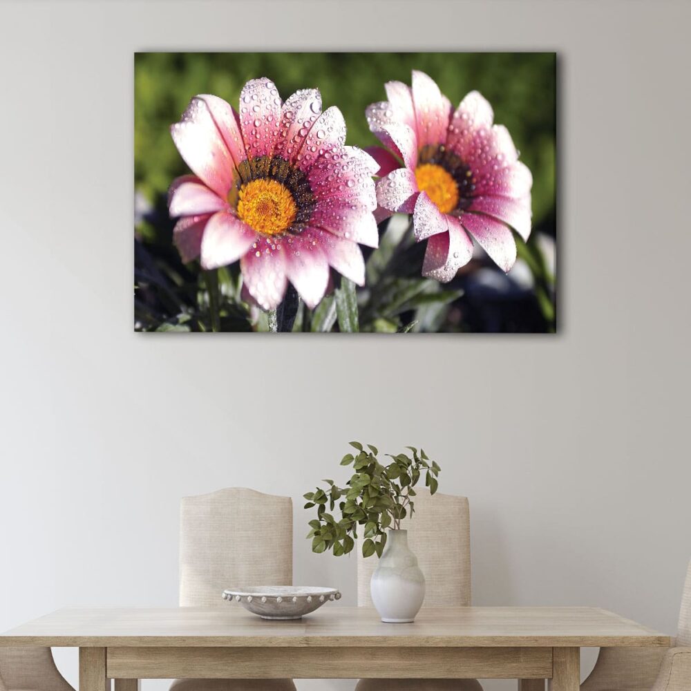 1 panels wet flowers canvas art