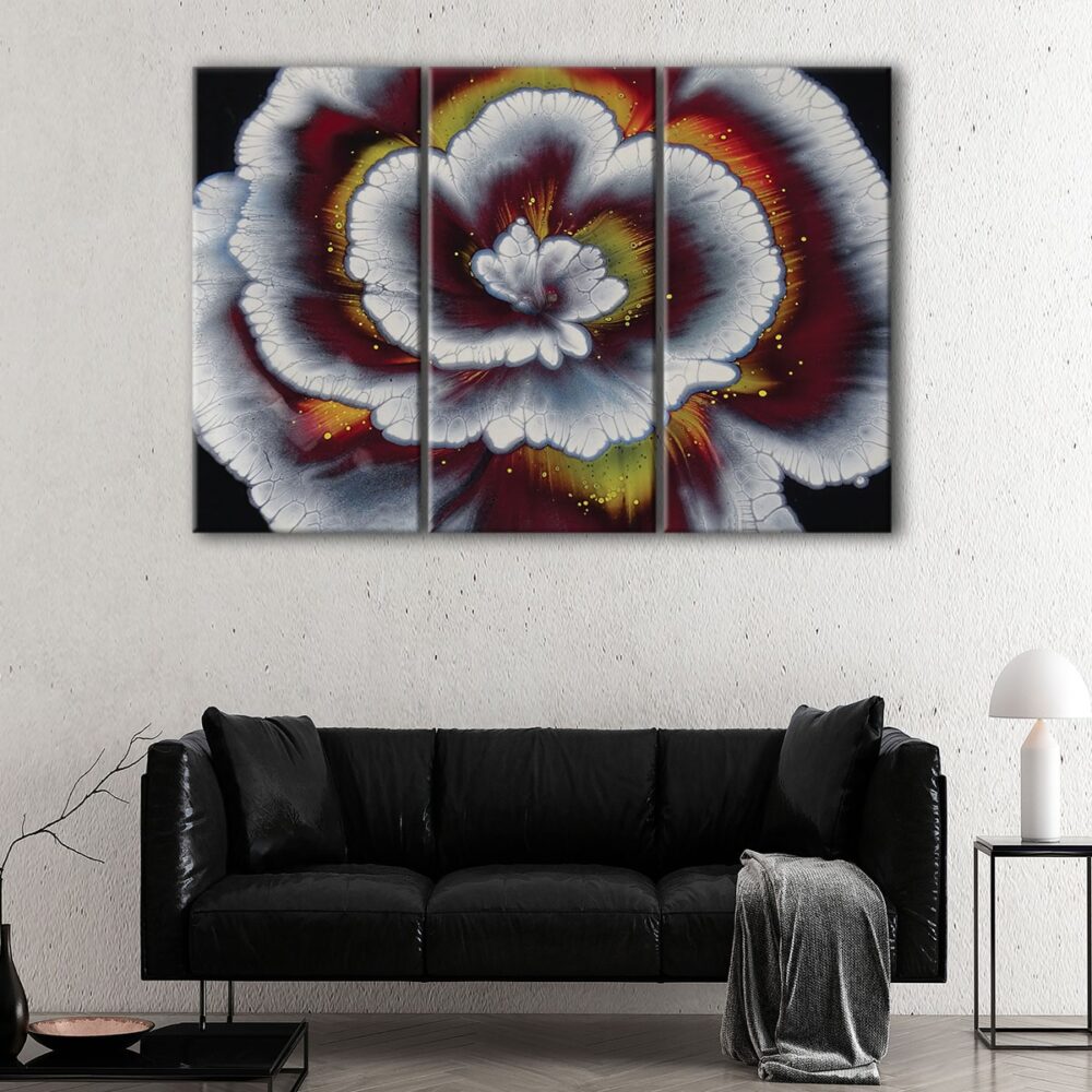 3 panels abstract flower canvas art