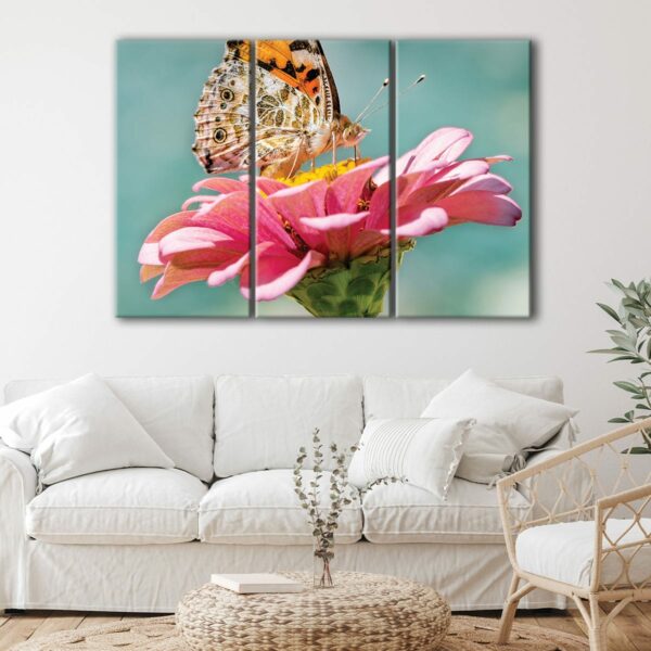 3 panels butterfly on flower canvas art