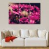 3 panels deep pink flowers canvas art