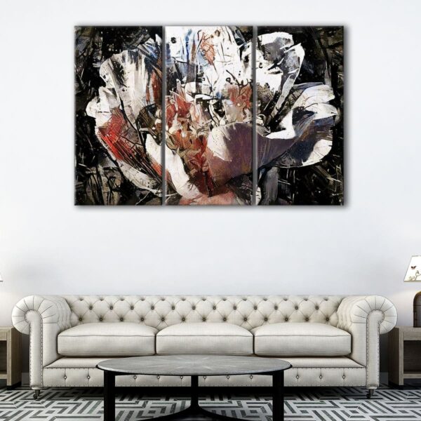 3 panels peony abstract canvas art