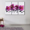 3 panels pink watercolor flowers canvas art