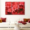 3 panels red flowers canvas art