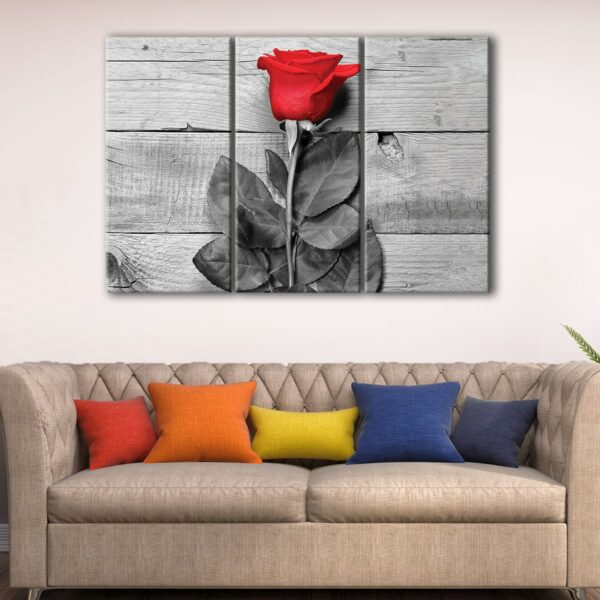 3 panels red rose canvas art