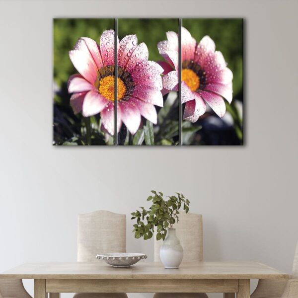 3 panels wet flowers canvas art