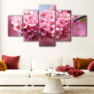 5 panels romantic flowers canvas art