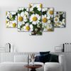 5 panels white daisy flowers canvas art