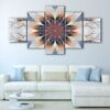 5 panels white flower fractal canvas art