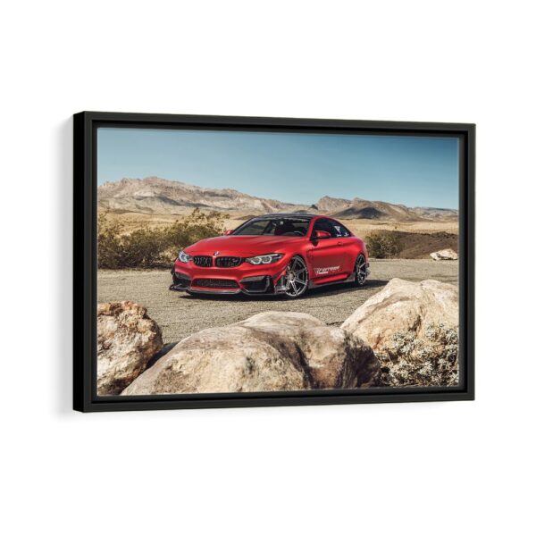 Red bmw m4 framed canvas black frame