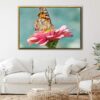 butterfly on flower floating frame canvas