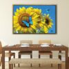 butterfly on sunflower floating frame canvas