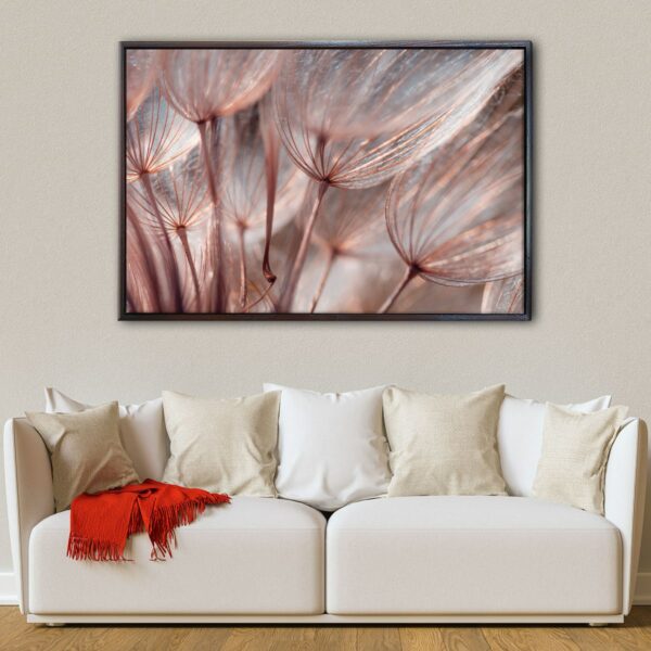 dandelion flowers floating frame canvas