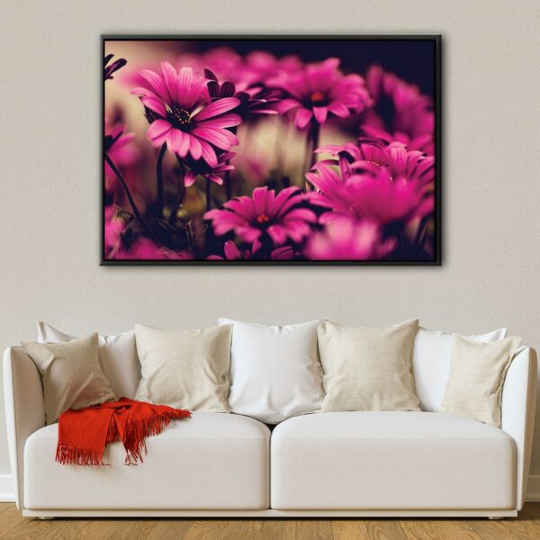 deep pink flowers floating frame canvas