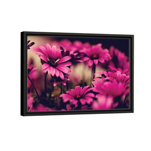 deep pink flowers framed canvas black frame